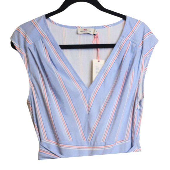 Vineyard Vines Nicholls StripeSeersucker Tie-Waist Dress Size 8 - Picture 4 of 5